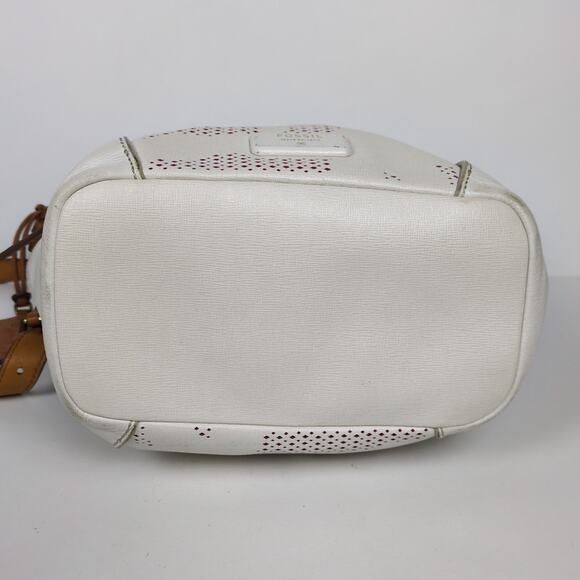 FOSSIL White Floral Perforated Leather Crossbody Bag Mid-Size Women's - Picture 3 of 9